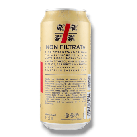 Ichnusa Non Filtrata 0,5 l Dose – Ungefiltertes sardisches Lagerbier 5,0 % Vol.