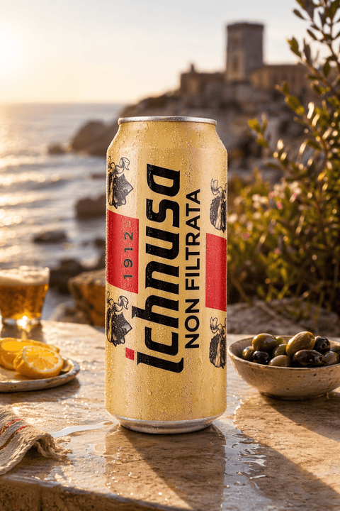 Ichnusa Non Filtrata 0,5 l Dose – Ungefiltertes sardisches Lagerbier 5,0 % Vol.
