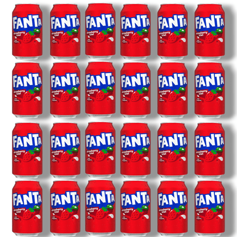 24er-Pack Fanta Strawberry – Große Vorratsbox mit 24 Dosen Erdbeer-Fanta, Import-Softdrink für Sammler und Genießer
