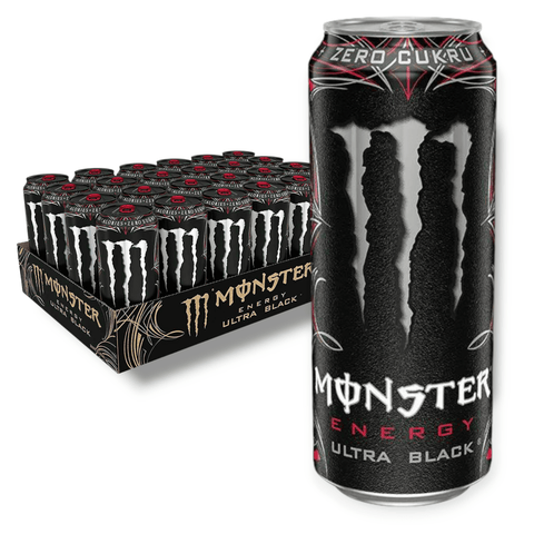 Monster Energy Ultra Black 24er-Pack – Großpackung mit 24 Dosen à 500ml