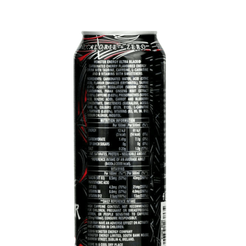 Monster Energy Ultra Black 500ml Dose – Rückseite