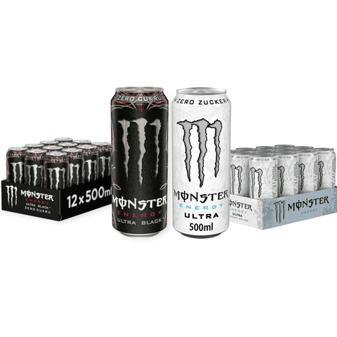 Monster Energy Mix – Ultra Black & Ultra White 0,5l | Zuckerfrei | Energy Drink Duo