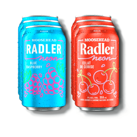 Moosehead Radler Neon Bundle - Blue Raspberry 355ml & Cherry Blast 355ml