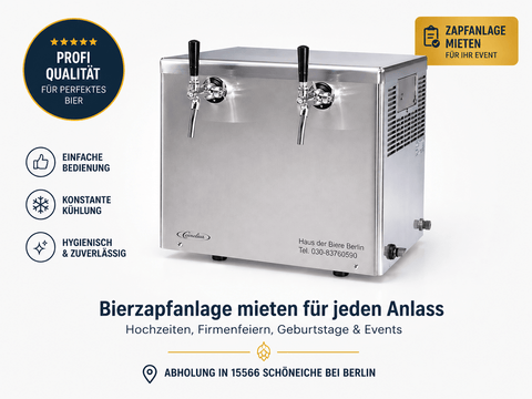 Bierzapfanlage 2 leitig im Verleih beim Haus der Biere Berlin inklusive CO2 Keg und Leitungen für Events