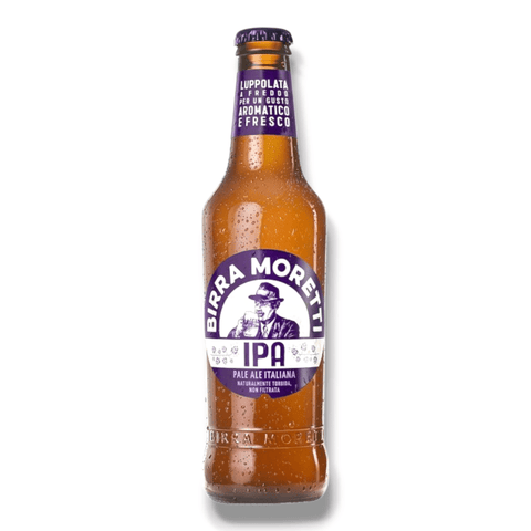 Birra Moretti IPA 330ml Flasche Italian Pale Ale mit goldener Farbe