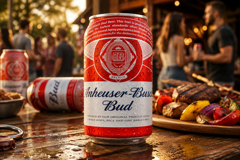 Bud Beer Dose beim BBQ und Outdoor Event gekühlt serviert
