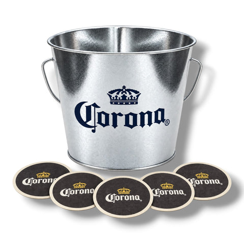 Corona Metall-Eiskübel mit Corona Bierdeckeln