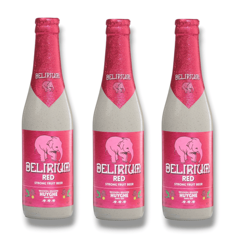 Delirium Red – 3er-Pack à 330 ml Porzellanflaschen, belgisches Starkbier mit Kirschgeschmack