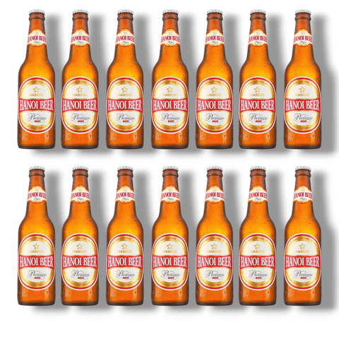 Zwölf Flaschen Hanoi Bier 330ml, traditionelles Lagerbier aus Vietnam