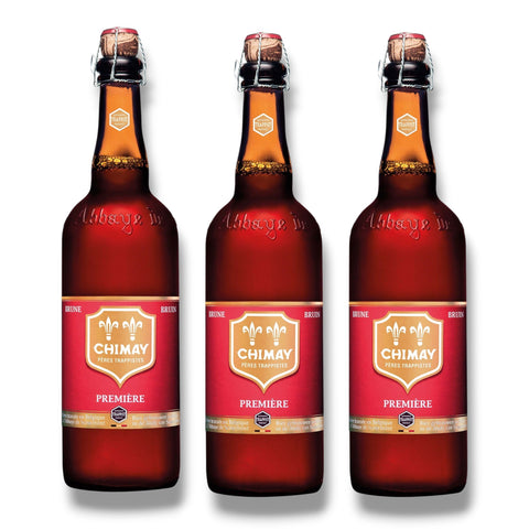 3 Flaschen Chimay Rouge Première à 0,75 l – kupferrotes belgisches Trappistenbier