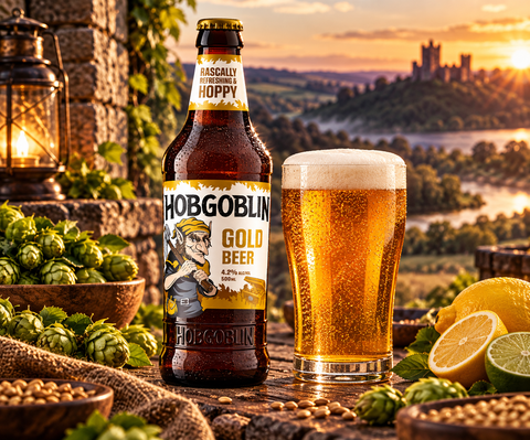Hobgoblin Gold Golden Ale mit Hopfen und Zitrusfrüchte