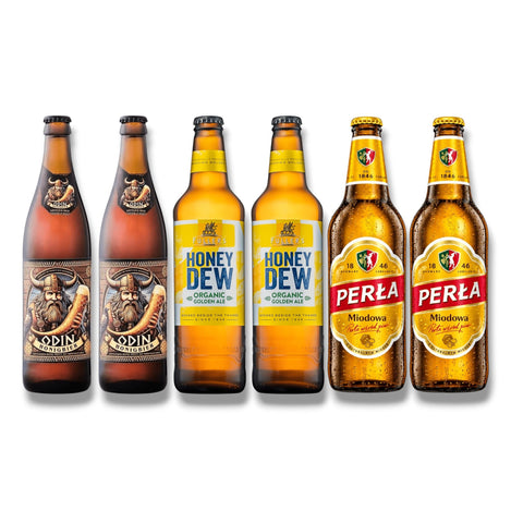 6er Honigbier Probierpaket mit je zwei Flaschen von drei Honigbieren