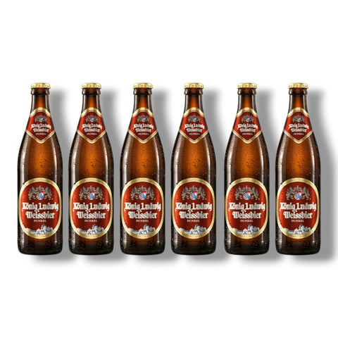 6 Flaschen König Ludwig Weissbier Dunkel à 0,5 l – dunkles bayerisches Hefeweizen