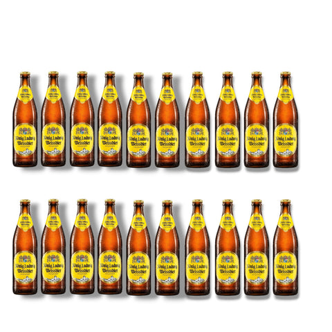 20 Flaschen König Ludwig Weissbier Naturtrüb à 0,5 l – bayerisches Hefeweizen