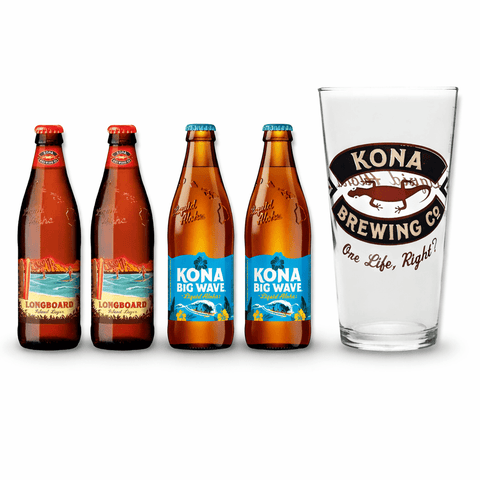 Kona Bierset mit 2 Longboard Lager 2 Big Wave Golden Ale und Bierglas