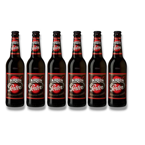 6 Flaschen Lausitzer Kirsch-Porter à 0,5 l – dunkle Bierspezialität mit Kirscharoma