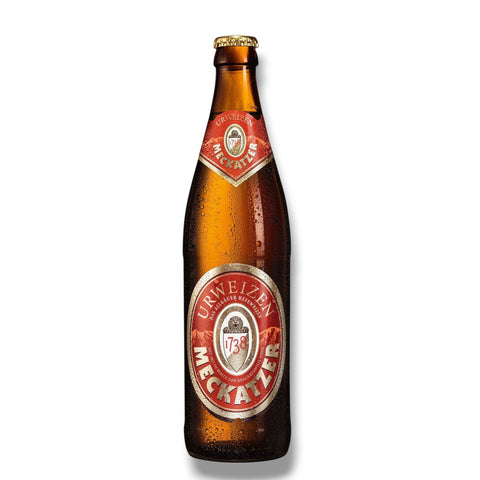 Meckatzer Urweizen dunkles Weizenbier aus dem Allgäu mit 5,2 % Vol. in der 0,5-l-Mehrwegflasche