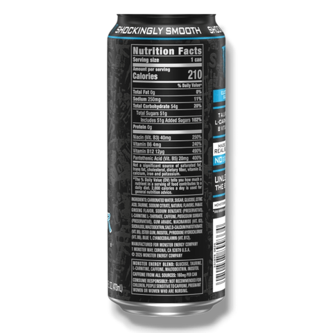 Monster Energy Electric Blue 473ml Zutaten und Nährwertangaben