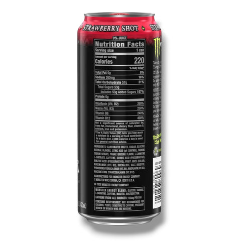 Monster Energy Strawberry Shot 473ml Zutaten und Nährwertangaben