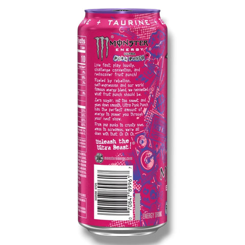 Monster Energy Ultra Punk Punch 473ml Rückseite mit Produktinformationen