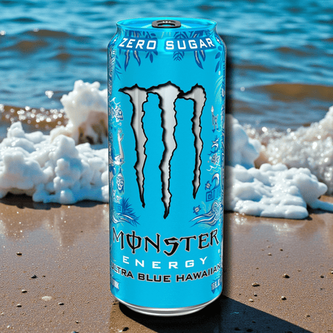 Monster Energy Ultra Blue Hawaiian 473ml Einzeldose auf neutralem Hintergrund – Zero Sugar USA Import