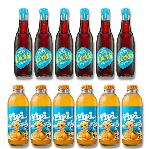 Pipi & Cockta 12er Probierpaket – 6 Flaschen Pipi und 6 Flaschen Cockta