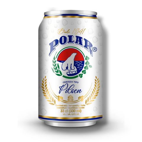 Polar Pilsen 4,5 % Vol. 330 ml Dose – venezolanisches Pilsener Lagerbier