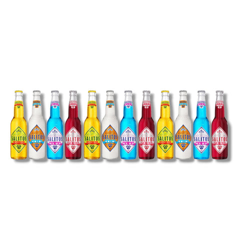 12 Flaschen Salitos à 0,33 l – je 3 Original Tequila, Blue, Pink und ICE