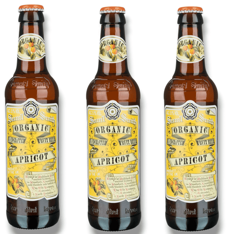 Samuel Smith Organic Apricot Bio Bier 3er Pack 0,35 l Flaschen, fruchtiges Craft Beer aus Großbritannien, 5,1% Vol.