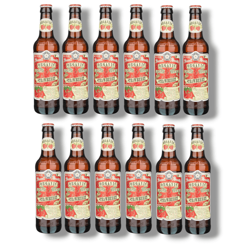 Zwölf Flaschen Samuel Smith Organic Strawberry Ale – Bio Erdbeer Fruchtbier 355 ml, 5,1 % Vol., Mehrfachpack 