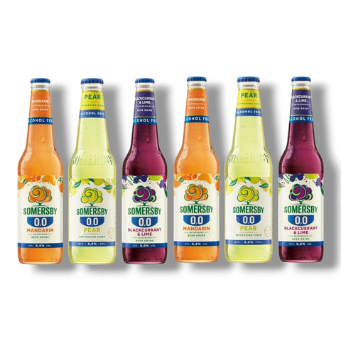 6er Somersby 0,0 Probierpaket mit Mandarine Blackcurrant Lime und Birne