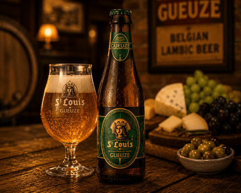 St. Louis Gueuze in belgischer Brasserie mit Käseplatte und rustikalem Ambiente