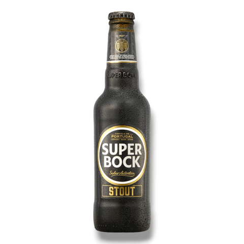 Flasche Super Bock Stout 330ml aus Portugal – reichhaltiges dunkles Bier mit Röstaromen und Karamell