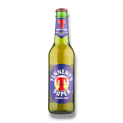 Tennent’s Super Strong Lager 9 % Vol. 330 ml Flasche – Starkes Lagerbier