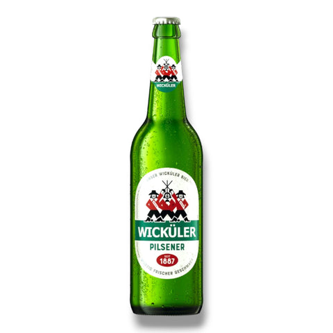 Wicküler Pilsener mit 4,8 % Vol. in der 0,5-l-Mehrwegflasche – deutsches Pilsener mit Musketier-Motiv