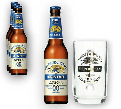 Kirin Ichiban Free 0,0% Vol. 0,3 l + Original Glas – Alkoholfreies Premium-Bier