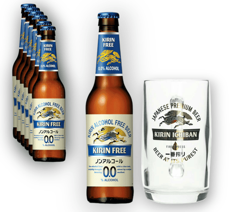 Kirin Ichiban Free 0,0% Vol. 0,3 l + Original Glas – Alkoholfreies Premium-Bier