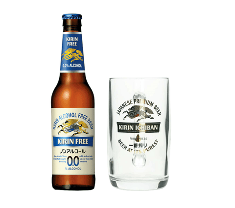 Kirin Ichiban Free 0,0% Vol. 0,3 l + Original Glas – Alkoholfreies Premium-Bier